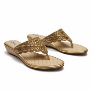Gold Sandal with Decorative Stones & Studs