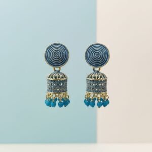 Combo set of two stylish traditional earrings featuring intricate gold-tone