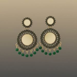 Style earrings Green & pink bead drop