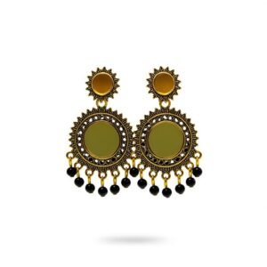 Jhumka Earring Black & Pink Beaded Diamond-Shaped Earrings