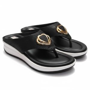 Sandal-Fabric With Gold Buckle-Black