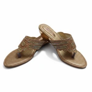 Sandal Decorative Stone & Stud-Mettalic Gold