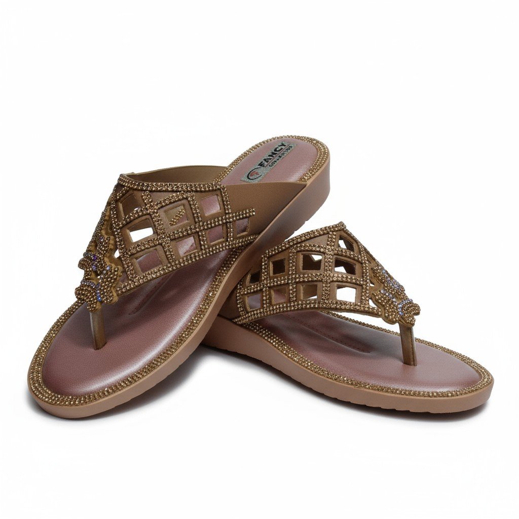 Sandal Decorative Stone-Rose Gold upper strap and outer sole - Image 2
