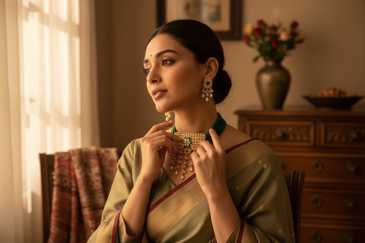 Traditional long Chic Set Gold Plated Necklace Set - Image 3