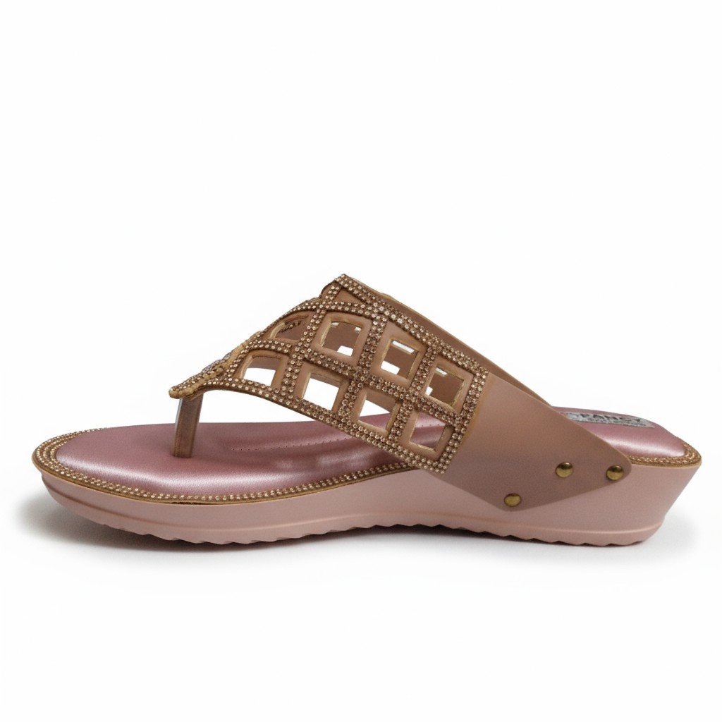 Sandal Decorative Stone-Rose Gold upper strap and outer sole - Image 3