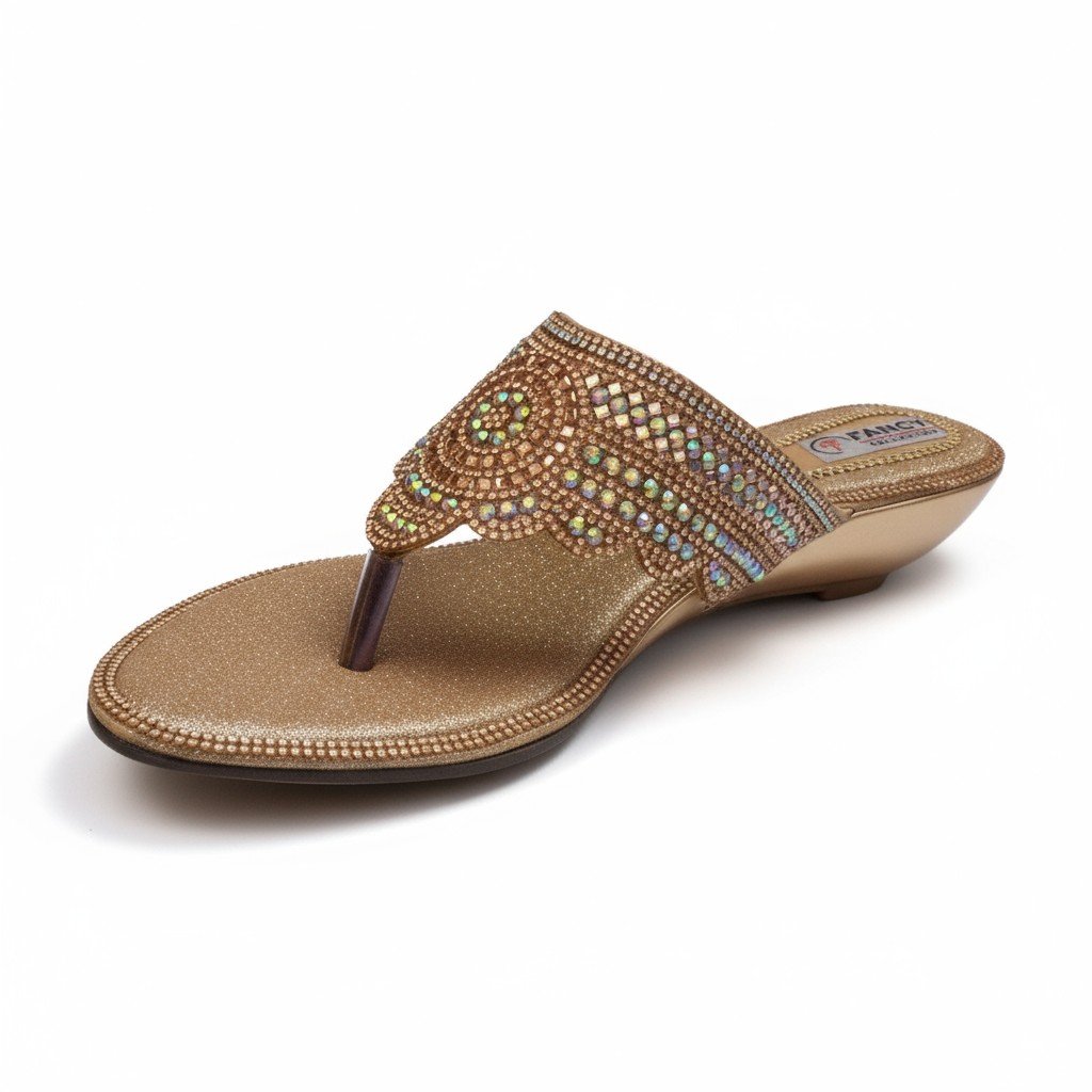 Sandal Decorative Stone & Stud-Mettalic Gold - Image 3