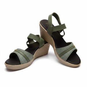 Sandal Elastic Back Strap-Olive Green wedge sandals