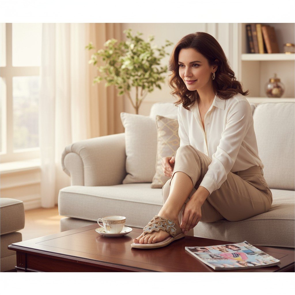 Sandal Decorative Stone-Rose Gold upper strap and outer sole - Image 5