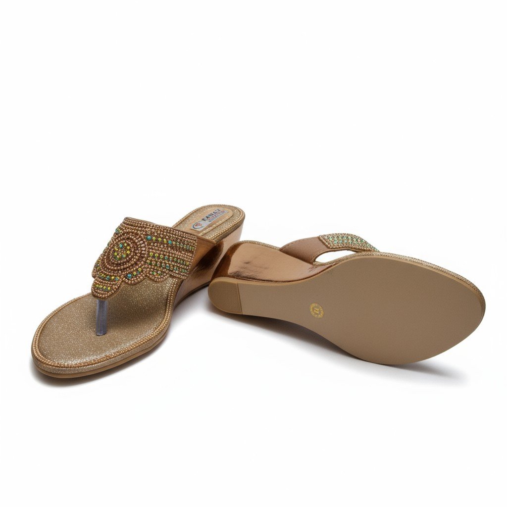 Sandal Decorative Stone & Stud-Mettalic Gold - Image 5